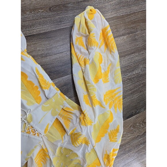 Acler Basita Dress Golden Leaves Women's US 8 Yellow and White Embroidered - Picture 14 of 14